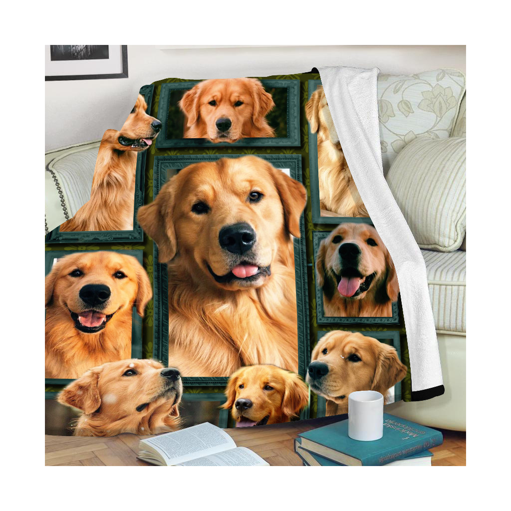 Double Layer Fleece Animal Digital Print Blanket Square Sofa Throw Blanket