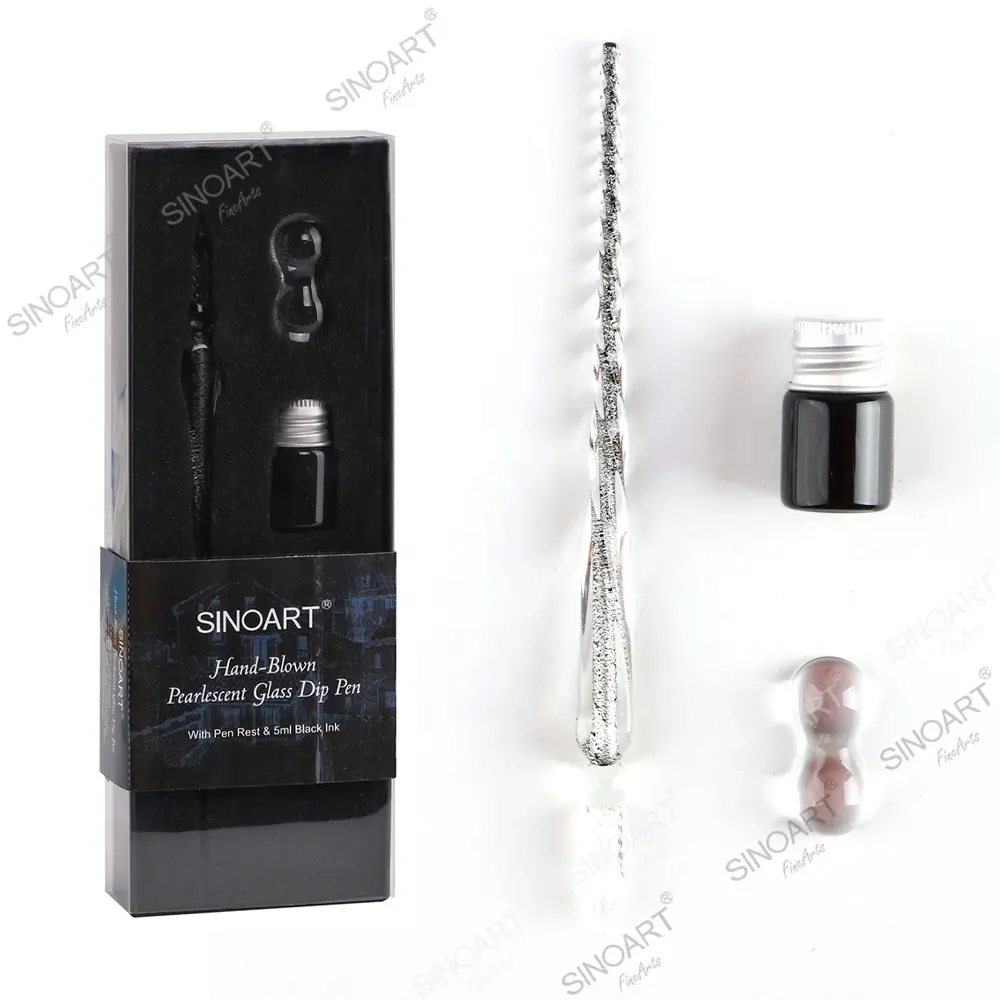 SINOART Glass Pen Set With Ink 3pcs Glass Dip Pen INK Set For Decoration Gift Set