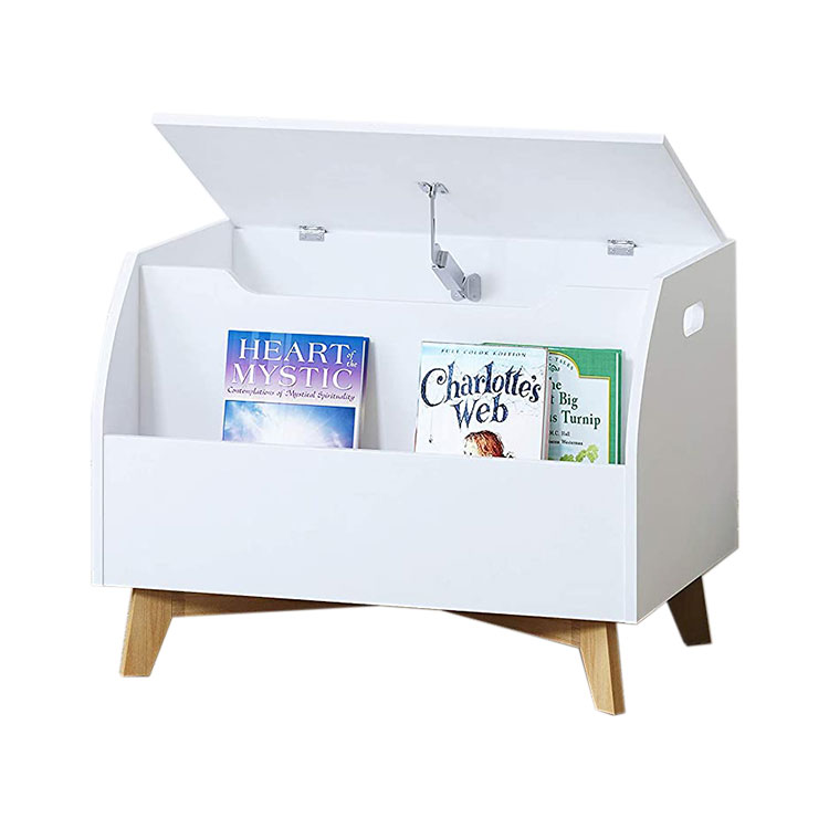No.4102R Kids Children Toy Box with Front Book Storage Area Kids Toy Storage Bench, White