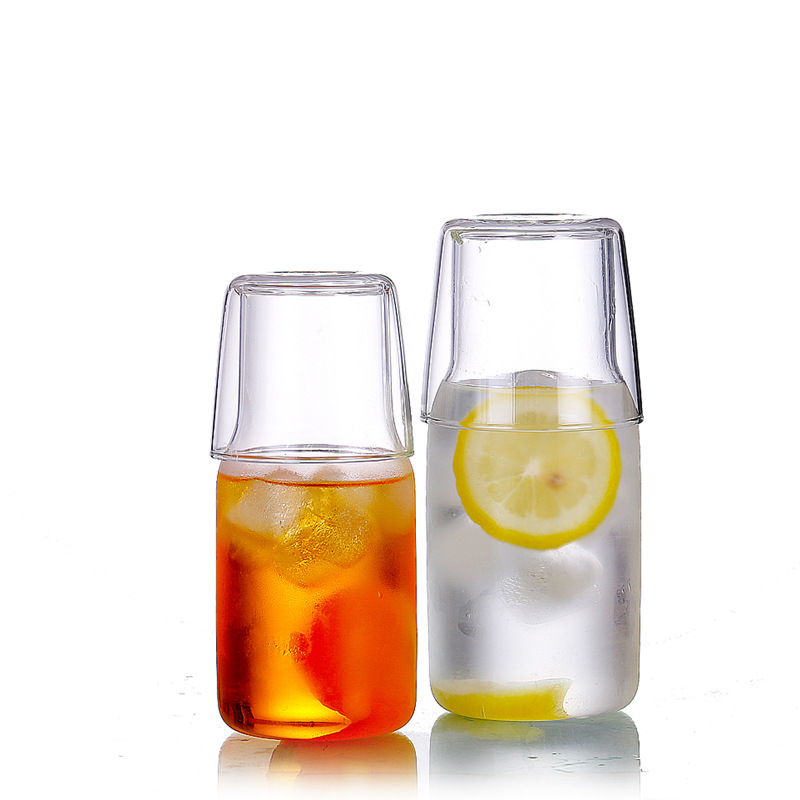 hand made fancy design glass pitcher with glass cup accepting custom logo