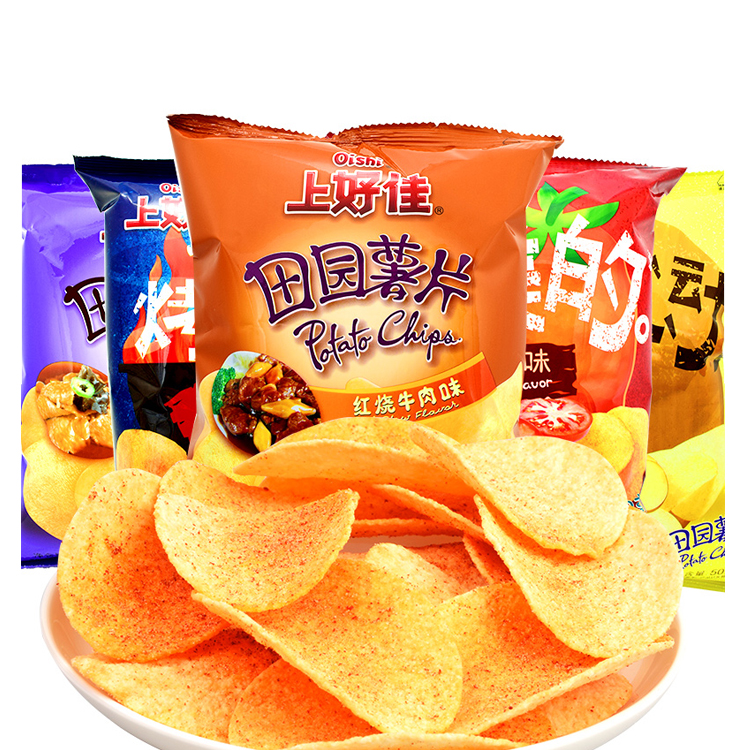 Oishi сельские картофельные чипсы, большая сумка, Детские аппетитные закуски