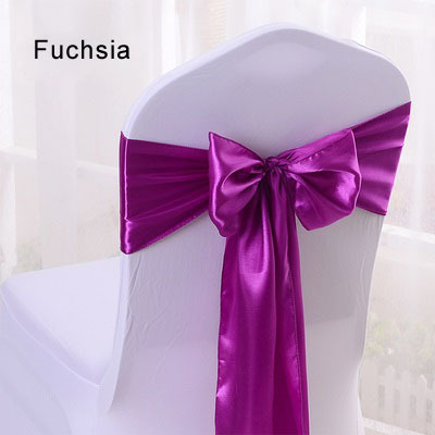 Fuchsia Satin Chair Sashes Satin Bow Tie Ribbon Band Hotel Banquet Wedding Party Decoration Chair Sashes