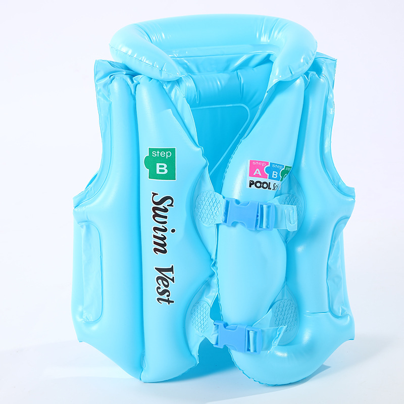 PVC children's inflatable swimsuit pure color force life vest