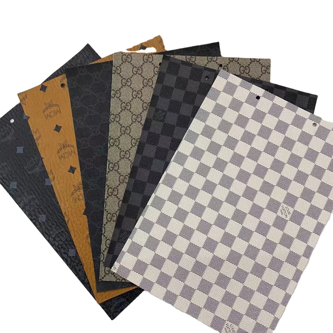 luxury logo digital print pvc Faux Synthetic artificial Leather Fabric For bag & luggage
