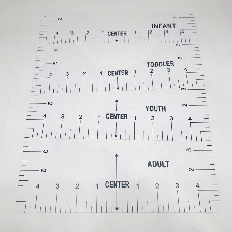 Craft Ruler with Guide Tool for Making Fashion Center Design Adult Youth Toddler Infant 4 Rulers Pack T-shirt Ruler