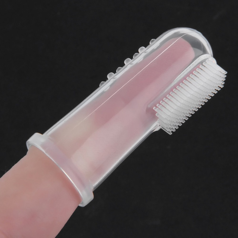 Cheapest 100% Food Grade Material Super Soft Baby Silicone Finger Toothbrush with Plastic Case