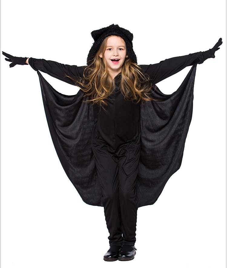 BR1731 Hood And Wings Black Vampire Bat cosplay kids halloween costumes