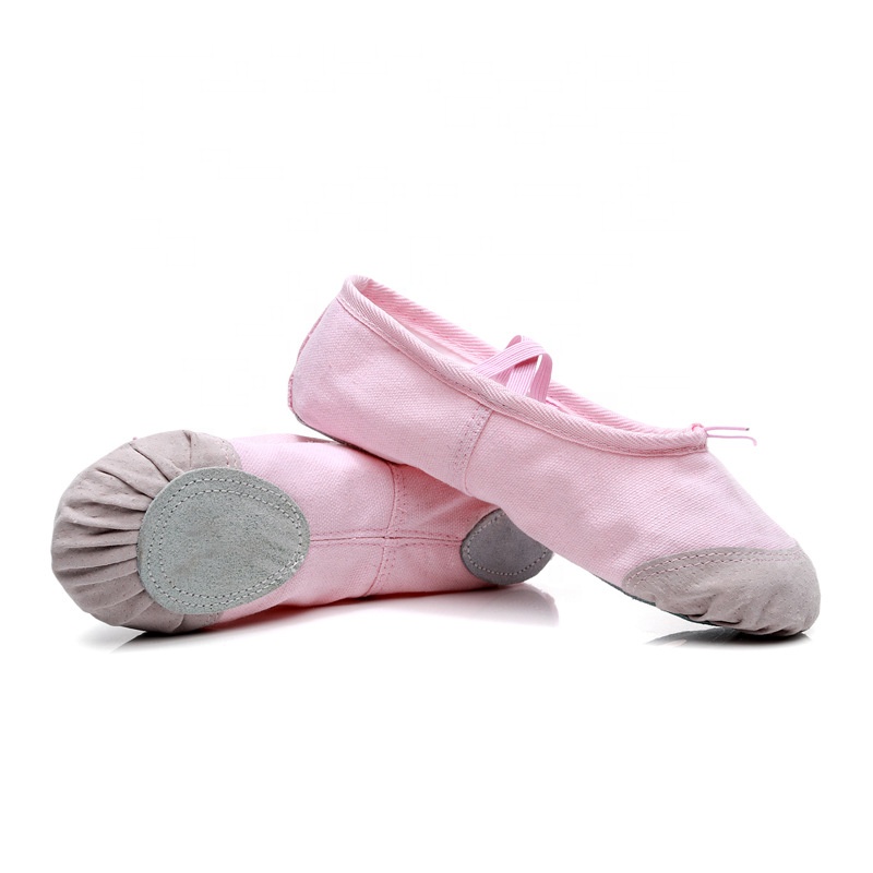 Wholesale foldable baby dance shoes kids ballet pointe shoes Baby brown pink red canvas ballet dance shoes