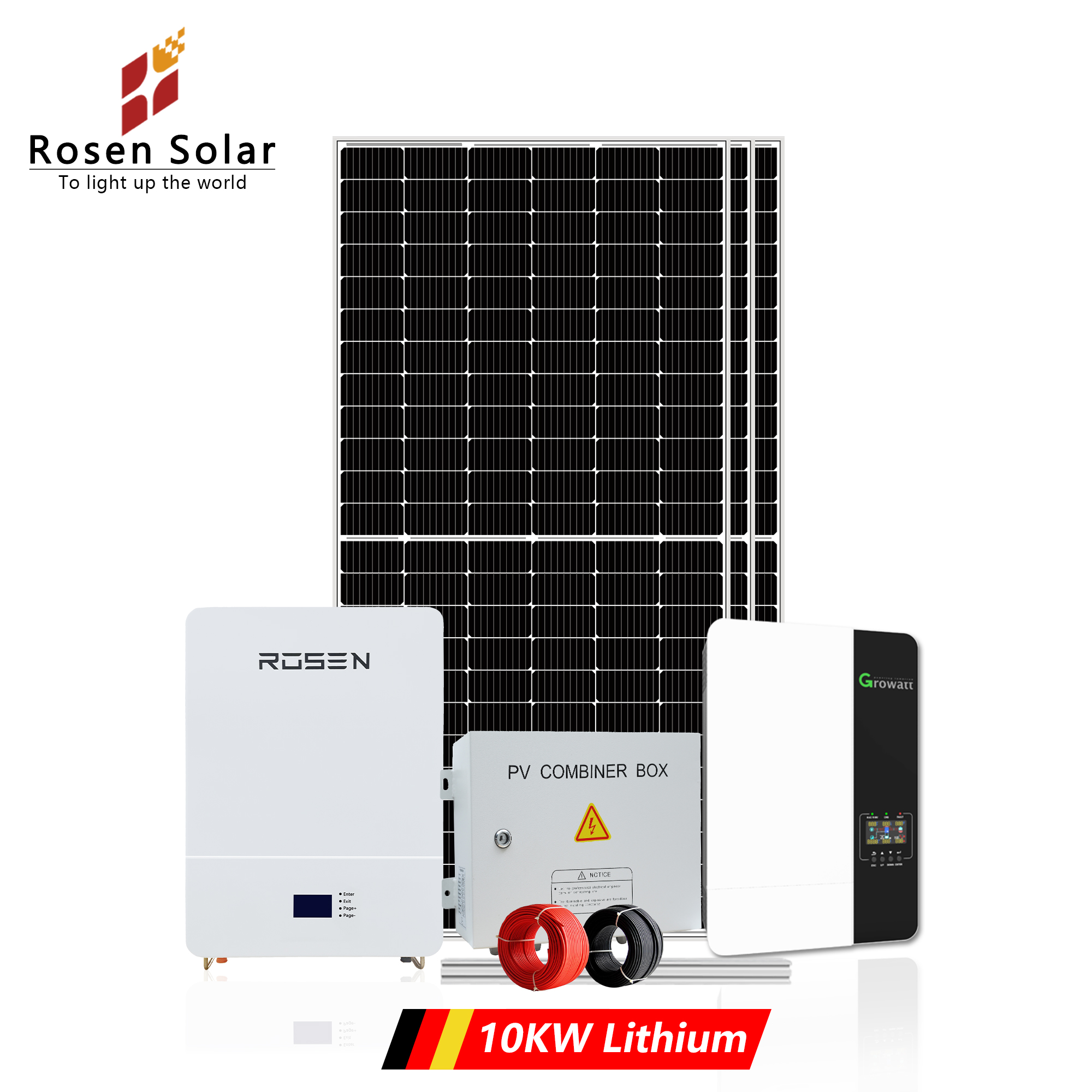 Rosen Hybrid System 5kw 10kw 30kw Solar Power Storage Solar Energy System with Battery