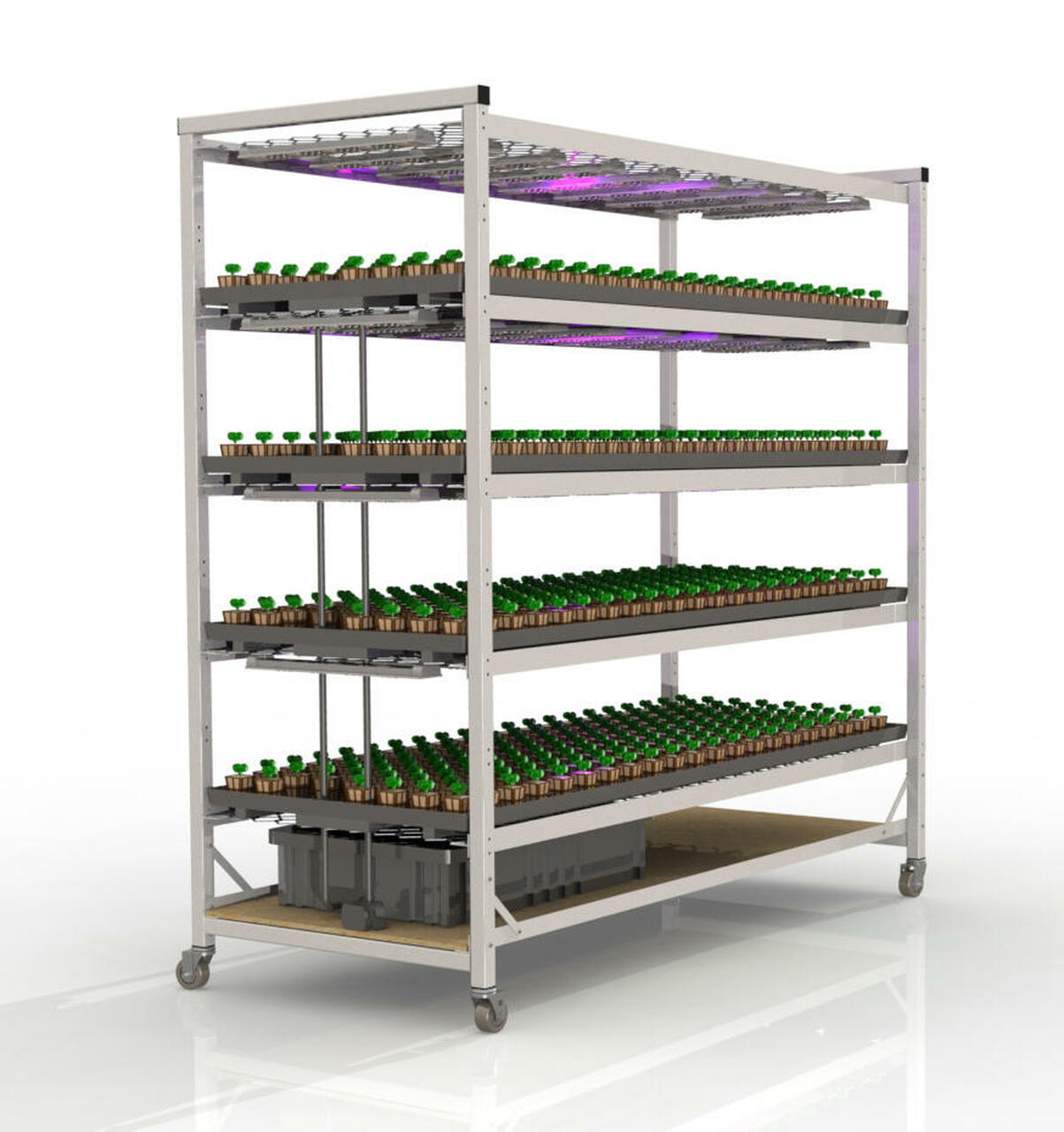 Adjustable ABS double layer Racks Rolling bench grow table agricultural nursery ebb&flow tables for greenhouse