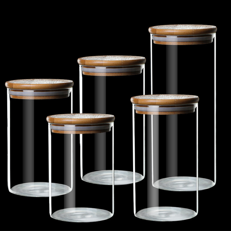 COOKY.D Food Storage Glass Bottle Canister Airtight Glass Jars Mini Glass Container with Bamboo Lid