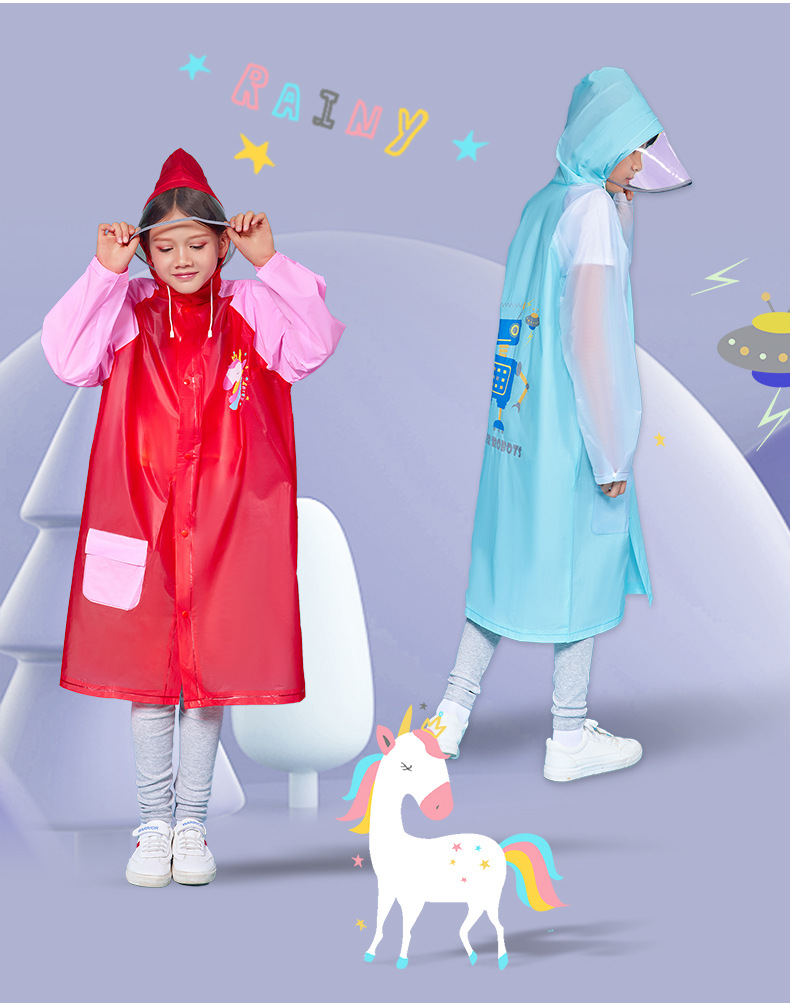 Hot Sale Reusable Kids Outdoor Custom Children EVA Rain Coat Raincoat Waterproof