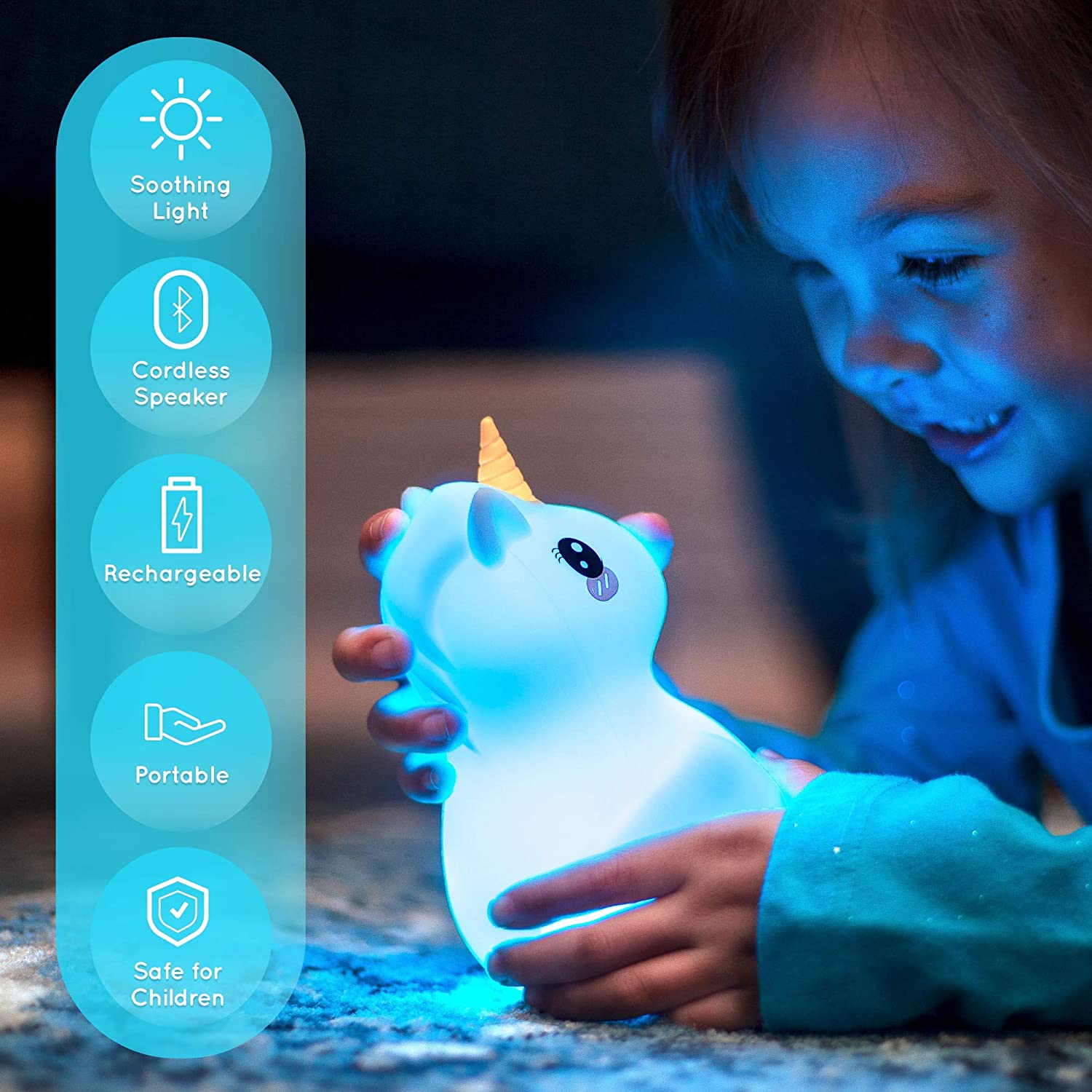 Многоцветный милый 3d дизайн кровать боковой стол LED Иллюзия силиконовый ребенок Единорог среди нас животных ночника