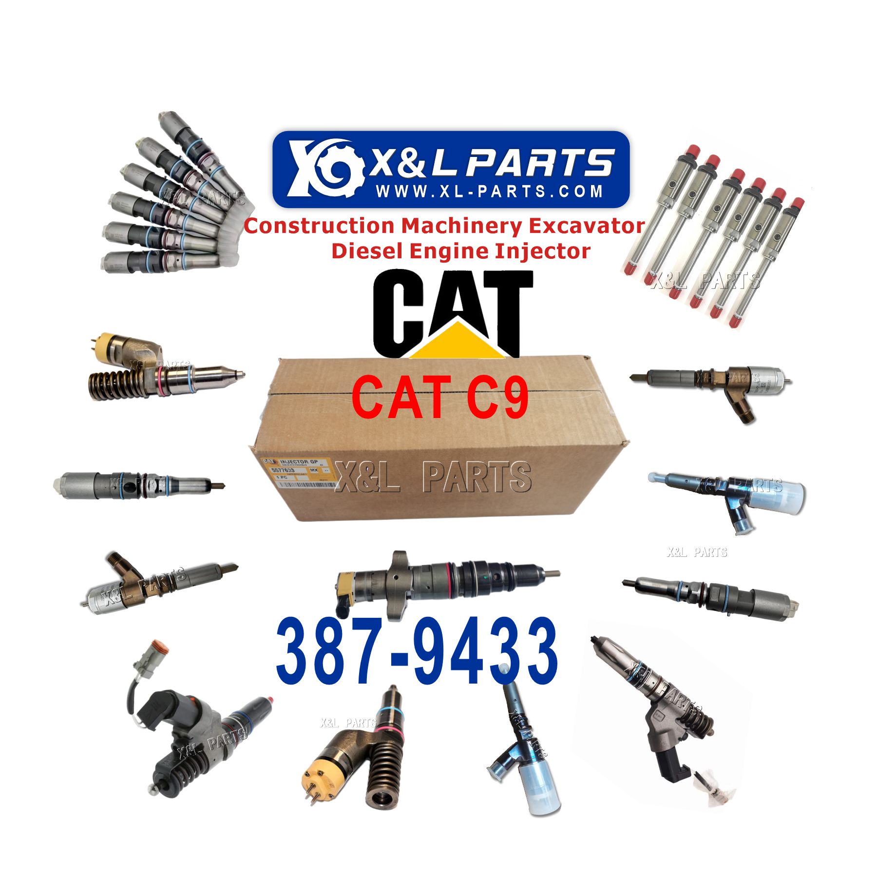 Genuine Common Rail Injector for Caterpillar C9 Engine 387-9433 3879433 fits for Caterpillar E330D E336D E336D E330D Excavator
