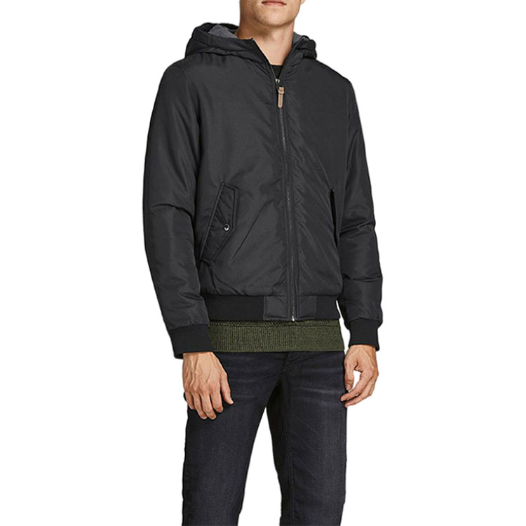 OEM Custom spring hooded jackets cotton breathable zipper bomber jacket for men