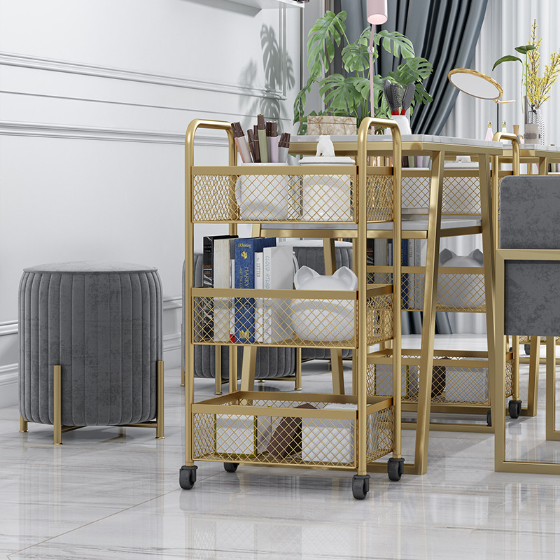 barber tools and equipment golden Tool Cart Professional Hair Salon Move freely Trolley beauty Cabinet