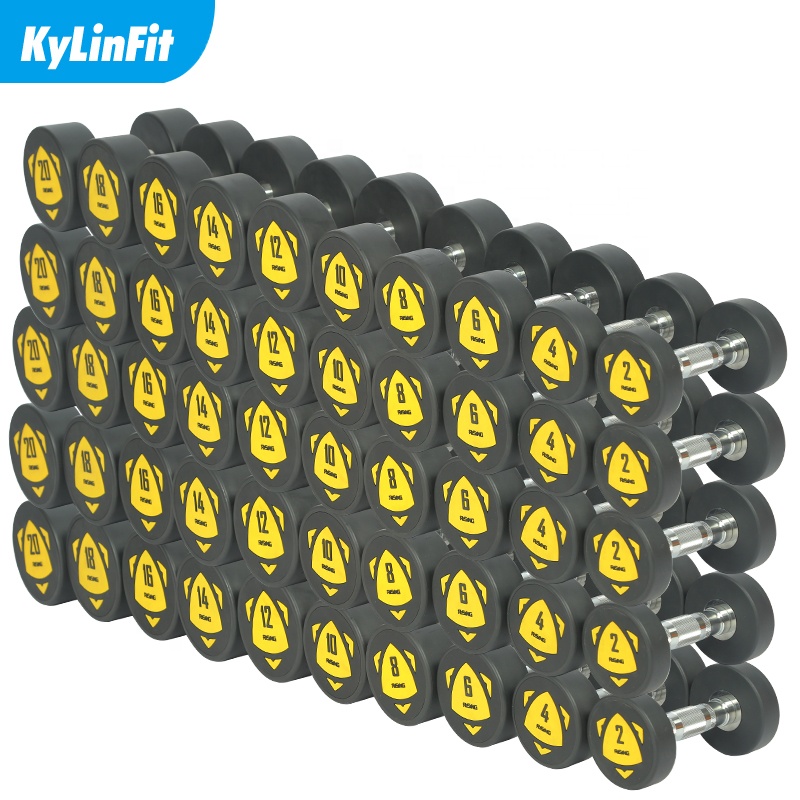 High Quality Wholesale Custom Commercial Strength Equipment Workout Training Equipment Urethane PU Dumbbell