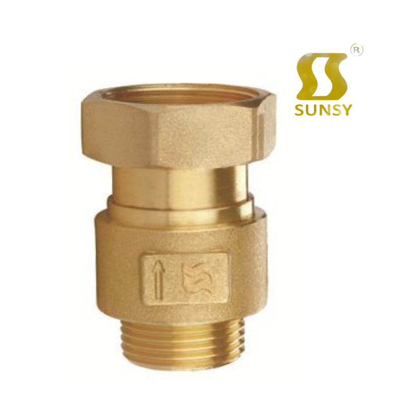 China zhejiang yuhuan shunshui sunsy factory NPT BSP extension joint union copper spring vertical brass water meter check valve