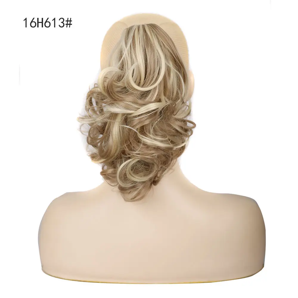 12Inch Clip In Ponytail Hair Extension Wig Straight Kinky Curly Long Synthetic Wrap Around Pony Tail Blonde Afro Hairpiece