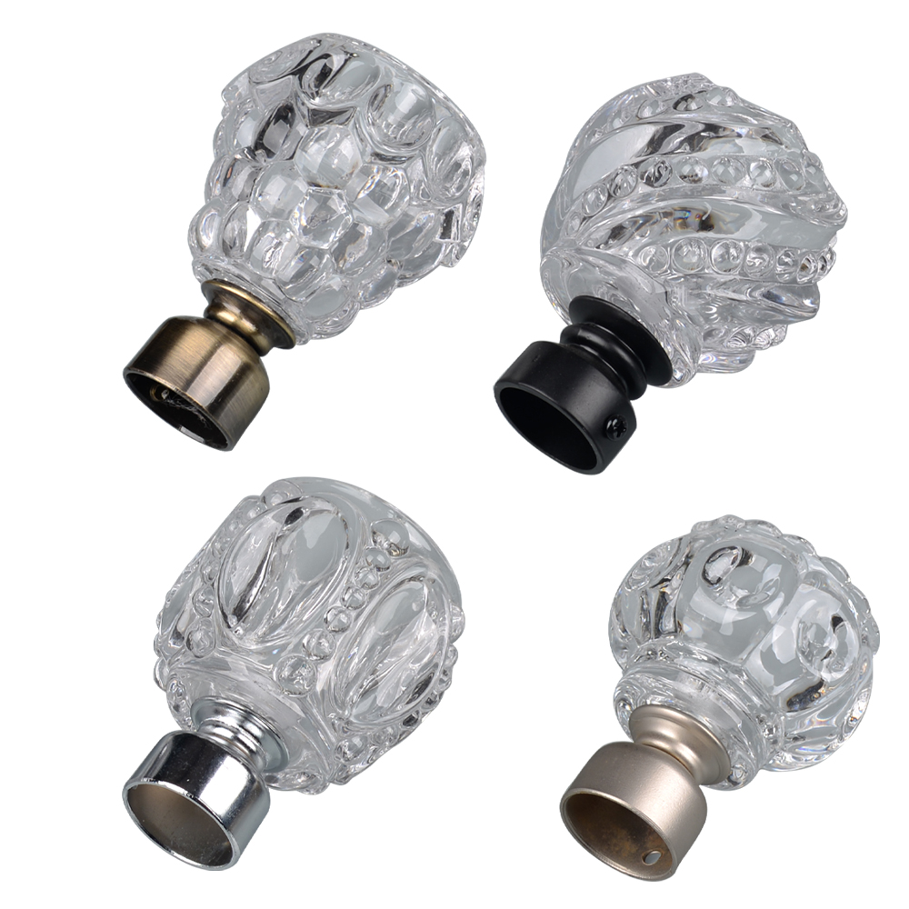 Decorative Curtain Accessories Crystal Ball Copper Pole Curtain Rod Set Finials