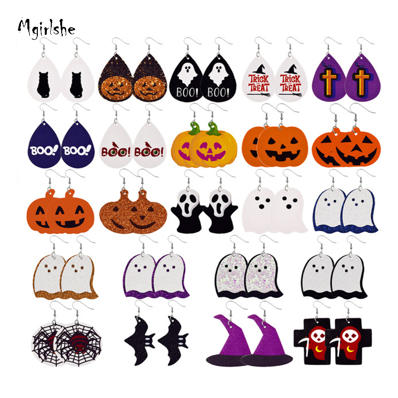 Mgirlshe New Arrivals 2021 Wholesale Pumpkin Earrings Women Halloween Bat Jewelry Halloween Decorations