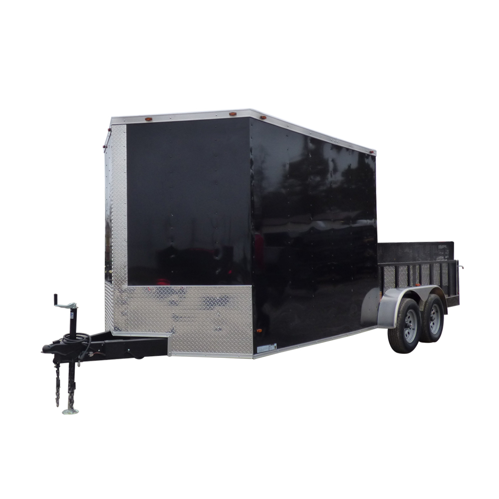 Ecocampor 7 'x 18'-газонокосилка оборудование Hauler черный закрытый Утилита Грузовой Гибридный трейлер для продажи (пересечение границы)