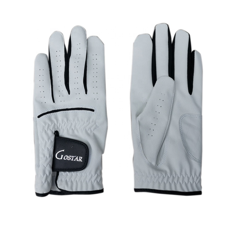 White Cabretta Leather Golf Glove with Cabretta Reinfoce and Palm in Cabretta and Face in Synthetic Leather