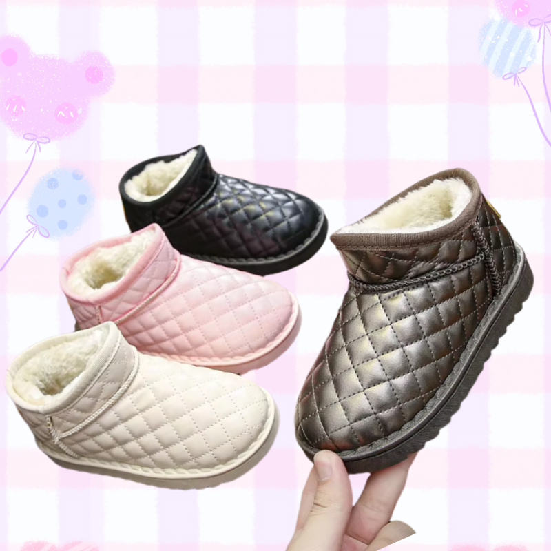 High Quality kid snow boot non-slip baby boys shoes infant Footwear Solid Color Rubber Soled Winter Fur children's cotton shoes