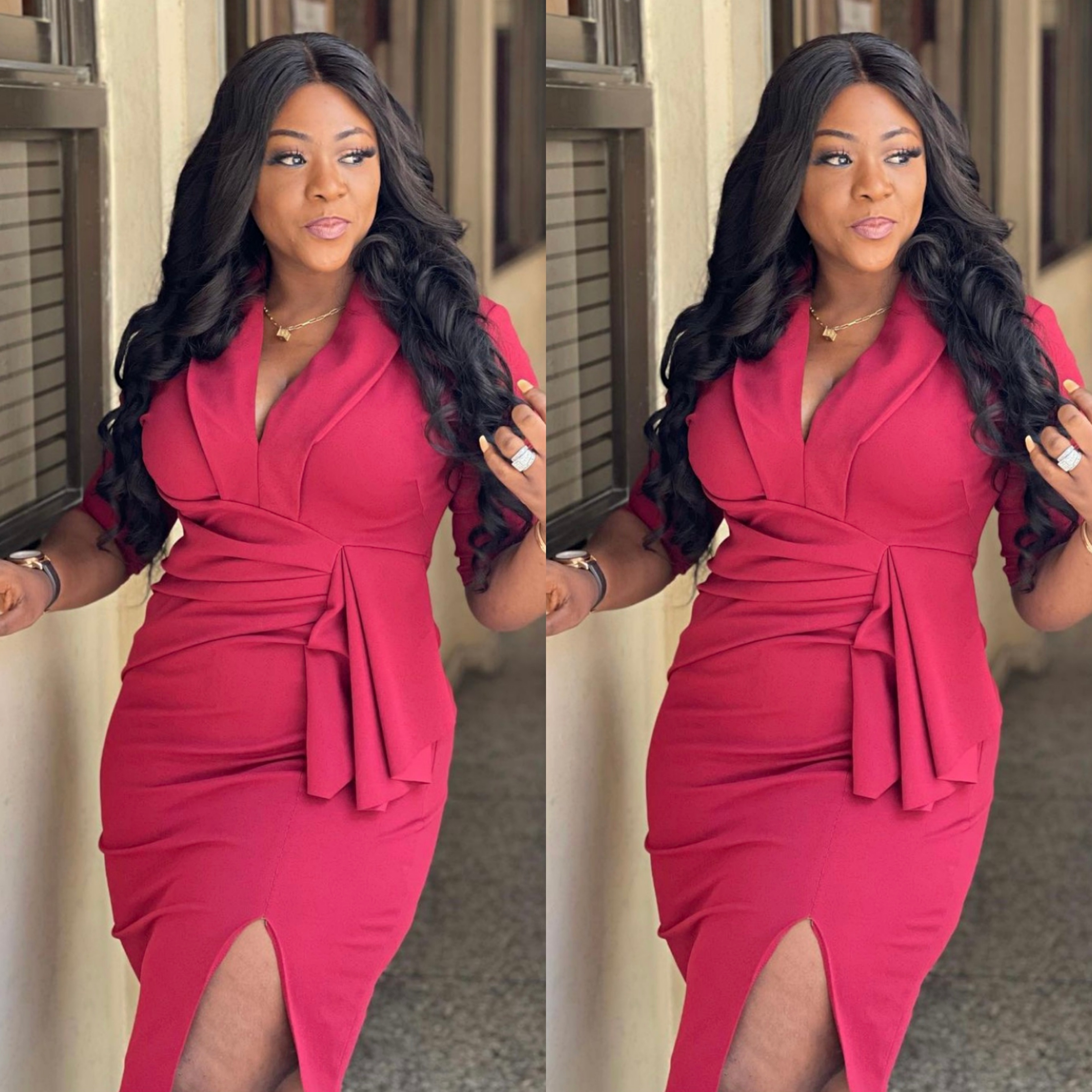 Cyalaa C4081# Women African Dress Professional Dress Half Sleeve Sexy Women's Midi Career Dresses