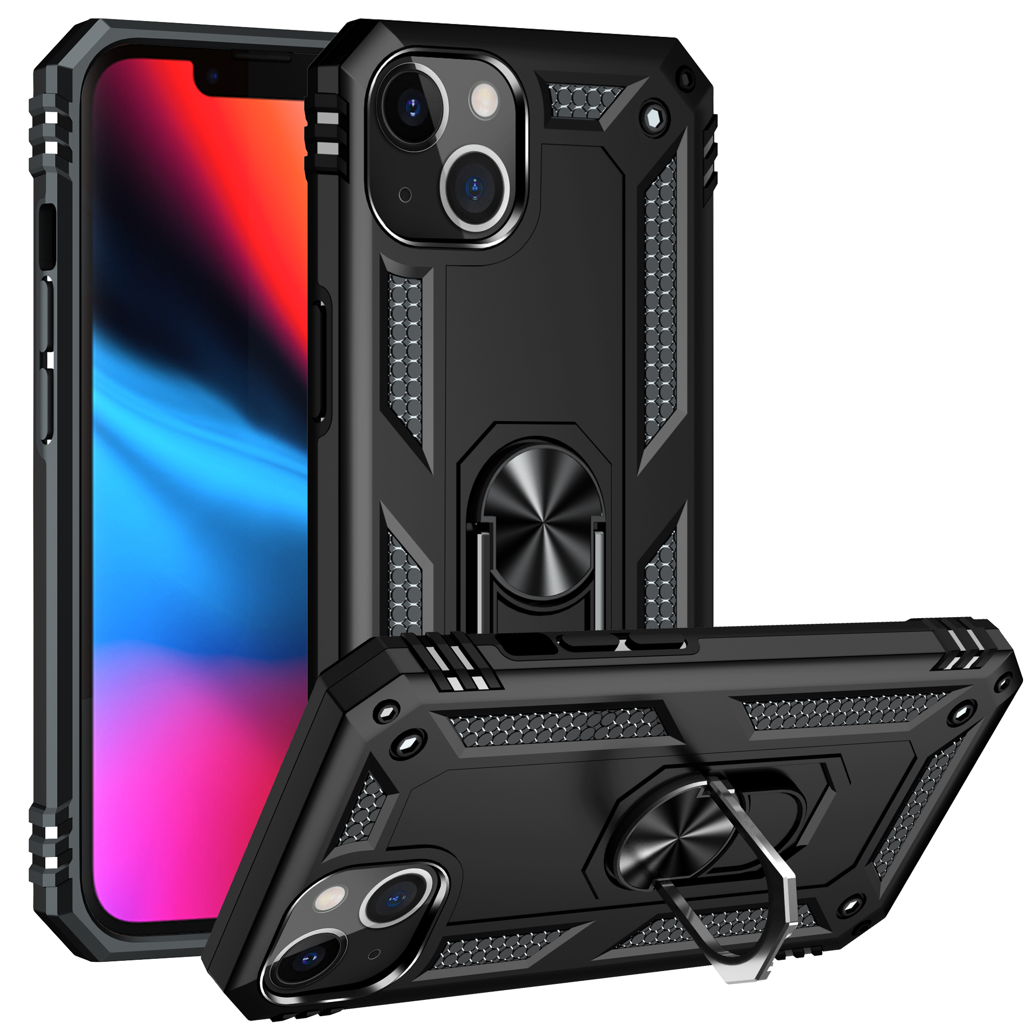 Hybrid car mount magnetic pc tpu case armor hybrid mobile phone cell phone skin cover luxury for iphone 13 13 pro