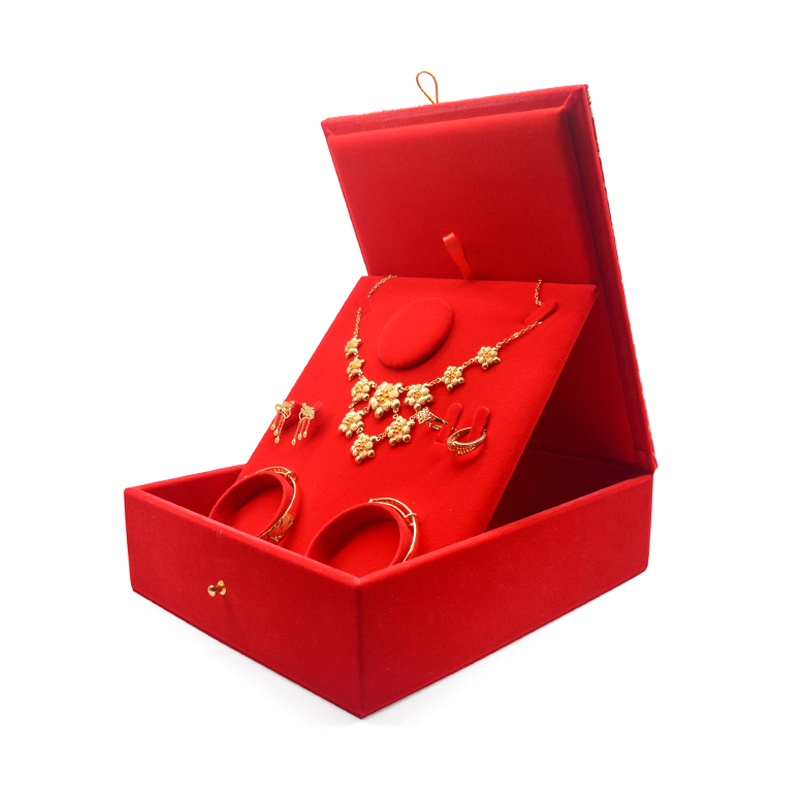 FORTE multi large velvet light red bracelet satin jewelry boxes for set