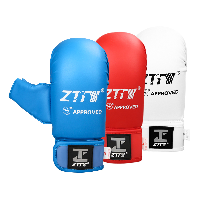 Оборудование для боевых искусств, защитные перчатки, одобренные WKF, детские перчатки для карате с большим пальцем
