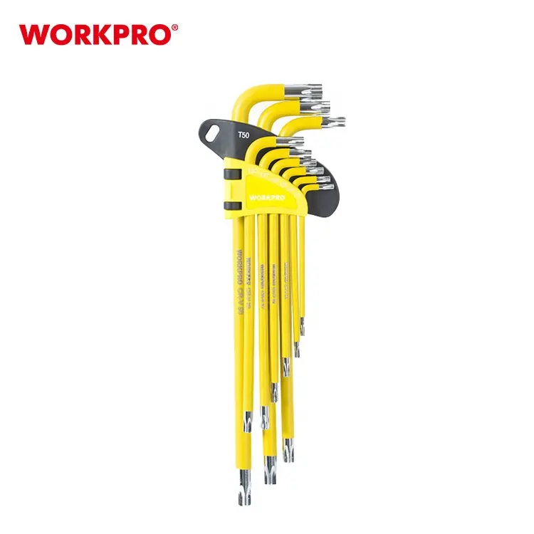 WORKPRO Long Arm Torx Key Set in 9 Piece Sizes Fold Allen Key Set made of CR-V Alloy Steel for Tools