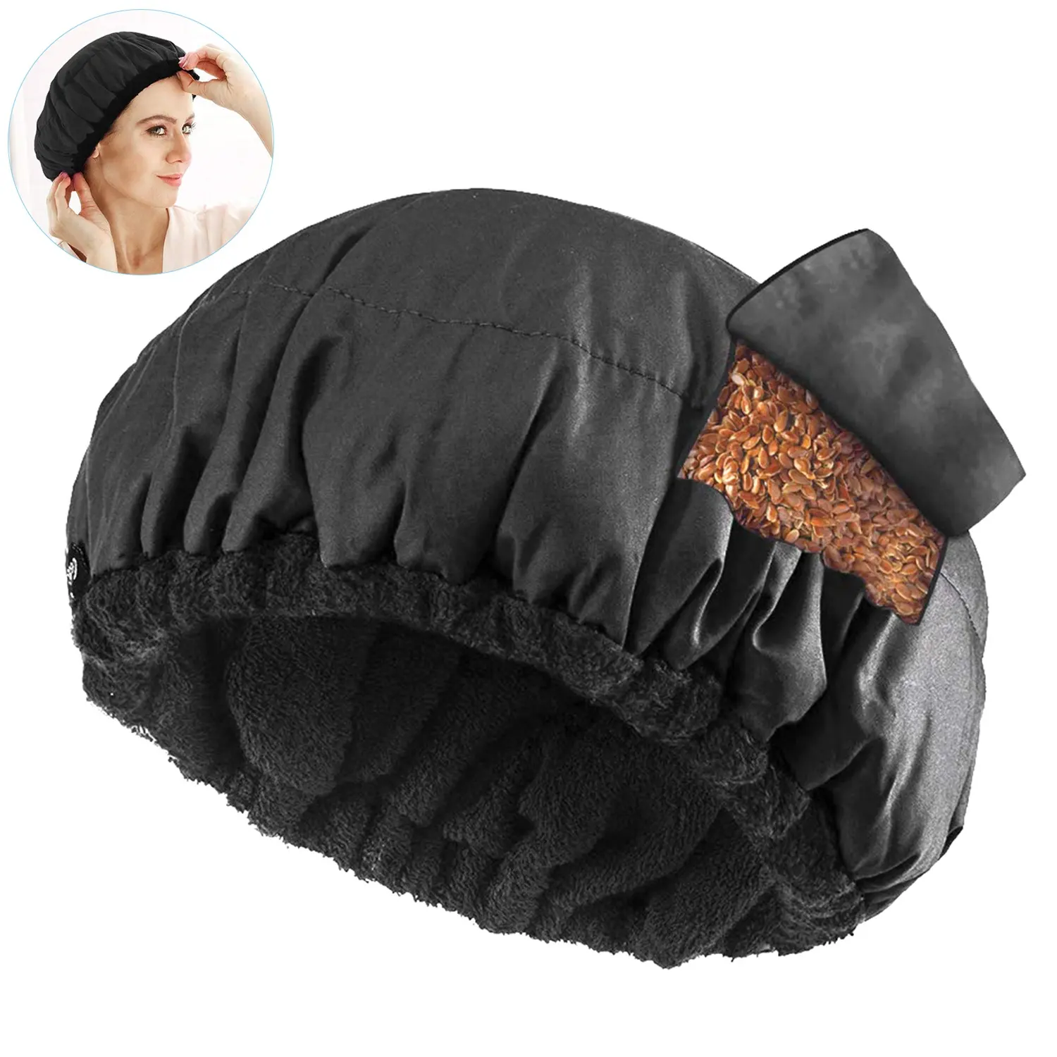 Cordless Deep Conditioning Heat Cap - Hair Styling and Treatment Deep heat cap Microwavable Heat Cap for Steaming Hair Styling