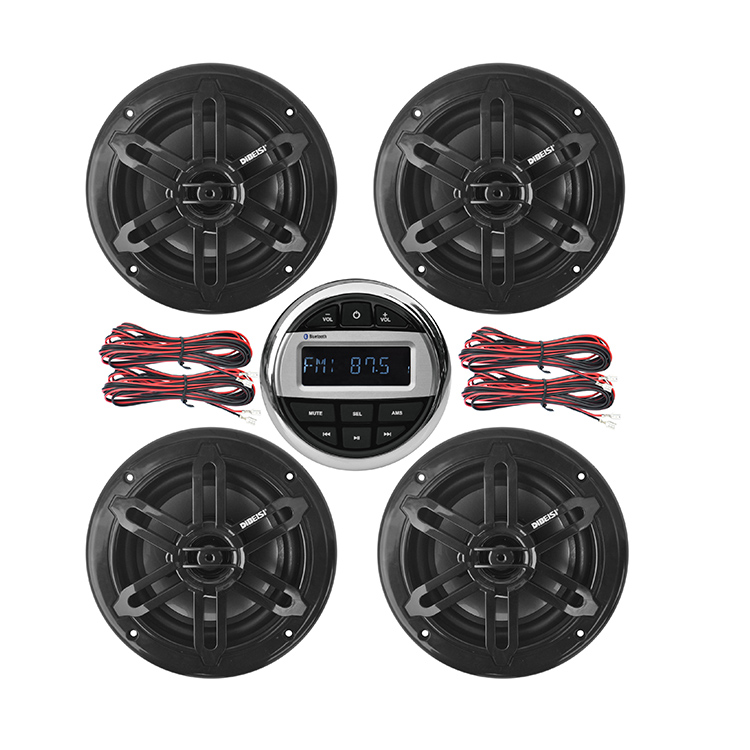 DIBEISI custom оптовая продажа 4-канальный Bluetooth FM AM USB морской mp3 радиоплеер + 6,5 дюймовый водонепроницаемый лодочный стерео динамик (4 шт.)