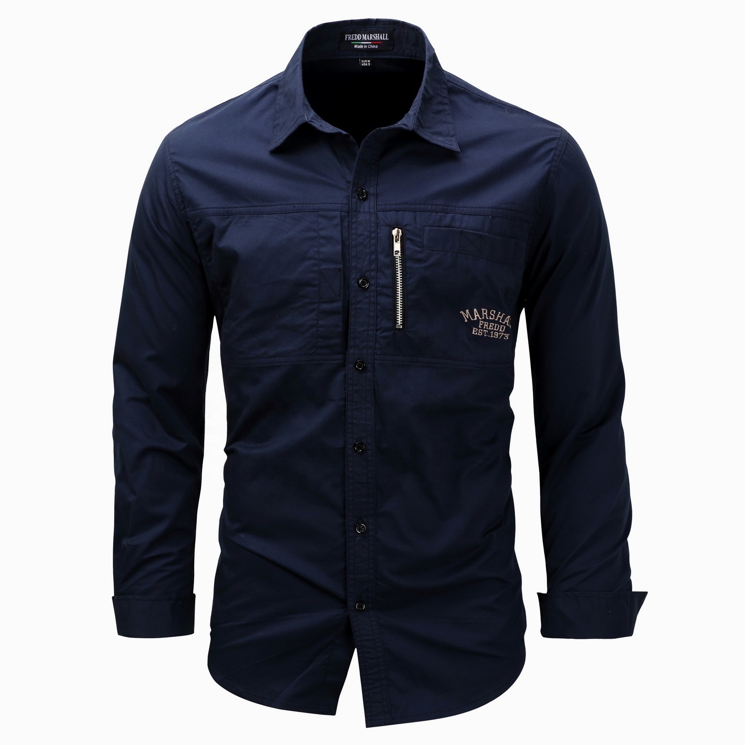 Wholesale 3 colors 100% cotton men casual shirt zipped pocket man shirt