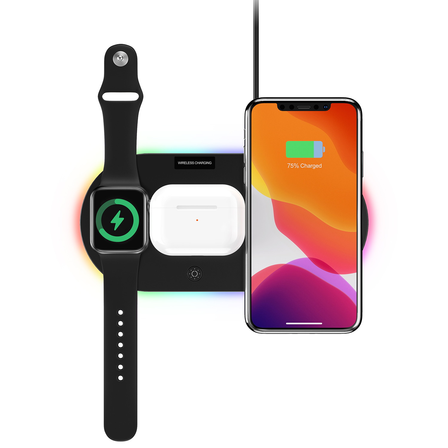 Новое поступление 4в1 Беспроводное зарядное устройство для iPhone11 AirPods Pro и iWatch