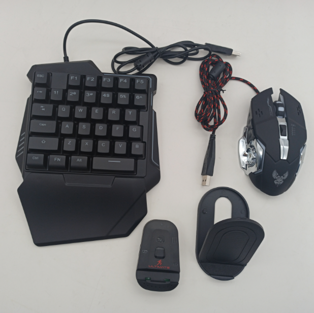 Одна рука RGB мини мобильный телефон игровая Проводная клавиатура мышь набор с конвертером