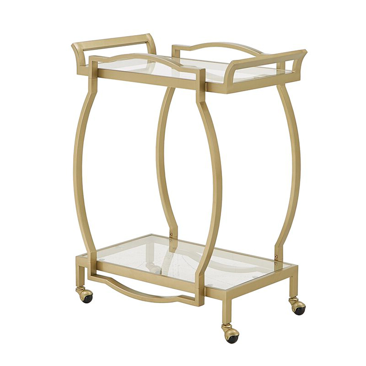 Household Champagne Gold Powder Coated Metal service Cart