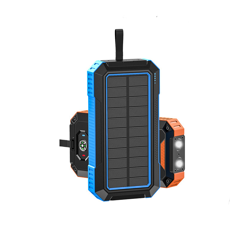 Waterproof Portable Solar PowerBank 20000mAh Dual USB Travel Portable Solar Mobile Phone Charger Wireless Power Bank