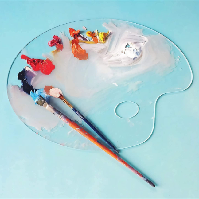 clear Custom Color Mix tray plastic Transparent Adult Children Students Use Oval Acrylic Paint Art Palette For Painting