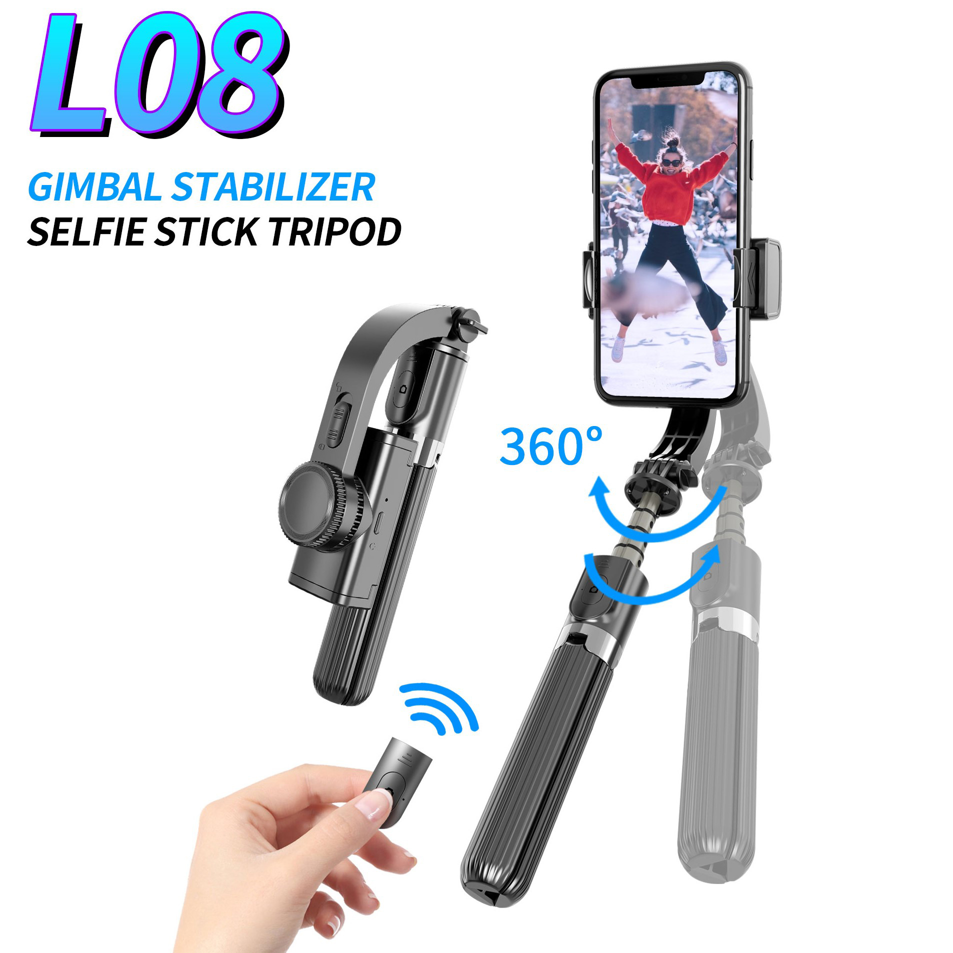 L08 Flexible selfie stick PTZ stabilizer anti-shake selfie stick suitable for outdoor sports camera mobile phone selfie stand