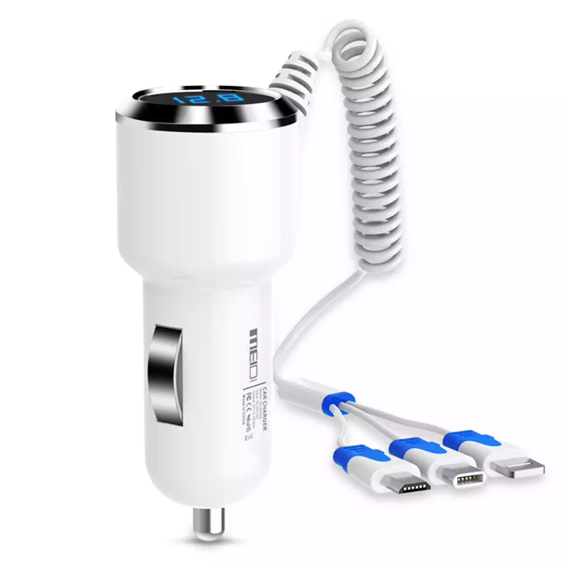 Универсальное автомобильное зарядное устройство 2,8 а с двумя USB-портами и светодиодным дисплеем, автомобильное зарядное устройство для мобильных телефонов, быстрая зарядка для iPhone 11, Samsung S10, Xiaomi