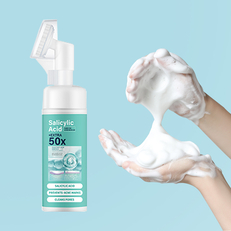 Salicylic Acid Anti Acne Whitening Moisturizing Cleansing Mousse Foaming Facial Cleanser Face Wash 150ml For Sale