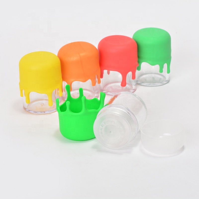 Silicone cap mell proof fower jar packing joints cbd flower bottle pack box plastic 8th jar for smoking packwoods Container