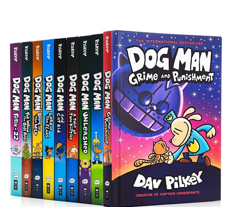 9 книг/комплект собака Man от 1 до 6 лет английский детский веселый Юмор роман комиксов манга книги с историями на новый