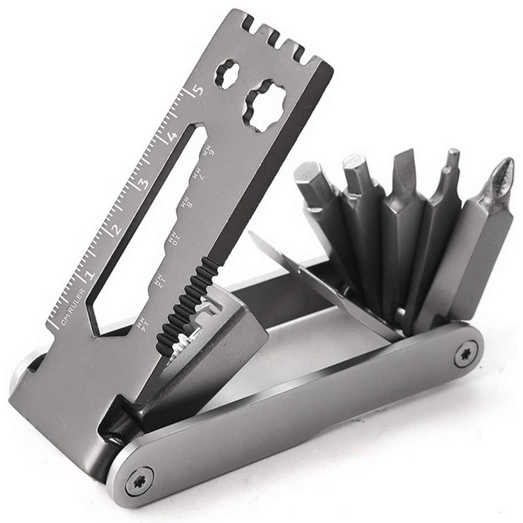 17 in 1 stainless steel portable folding multifunction bike tools maintenance or emergency repair bike tool kit EDC gadget