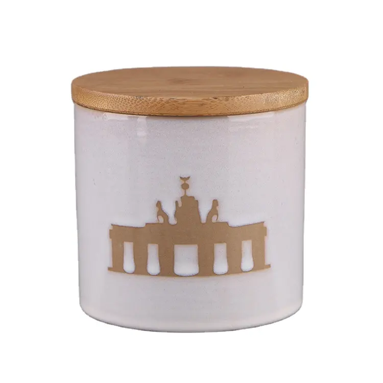 New design nordic kitchen silk screen printed logo ceramic container storage Ceramic coffee jar