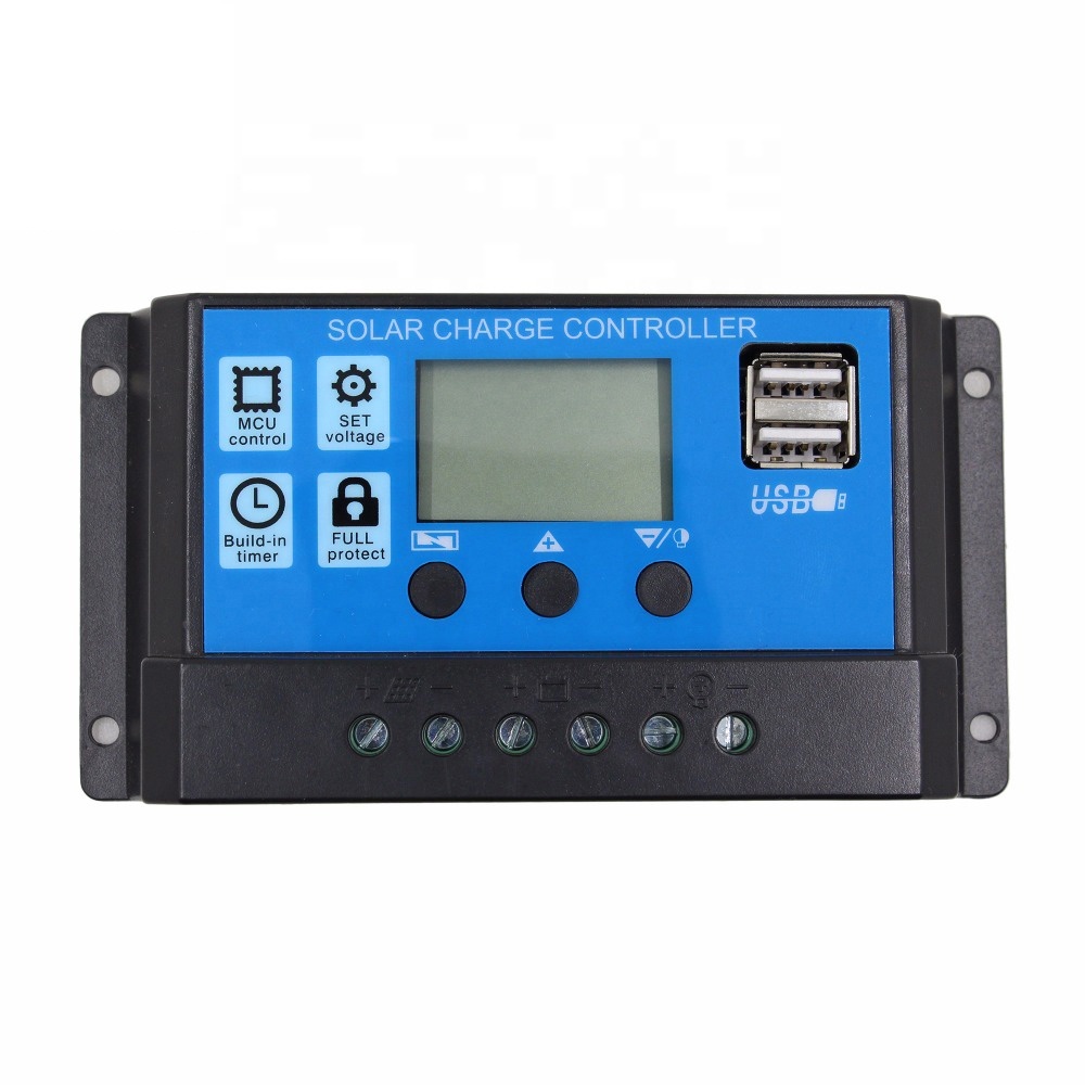 10A 20A 30A 40A 50A 60A 12V 24V Dual USB Solar Panel Controller PWM Solar Charger Controller