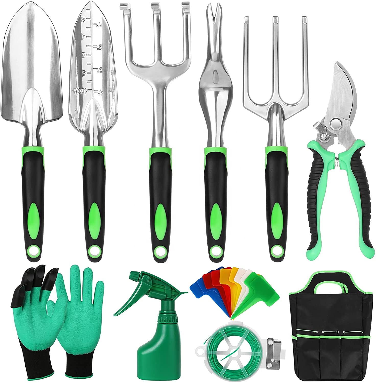 OEM High Quality 11 Piece Heavy Duty Aluminum Alloy Manual Garden Tools Set with Carrying Bag